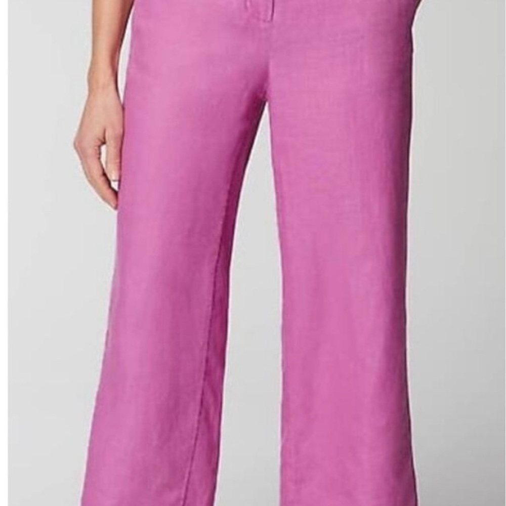 J. Jill Pink Wide-Leg 100% Linen Cropped Women's Pants